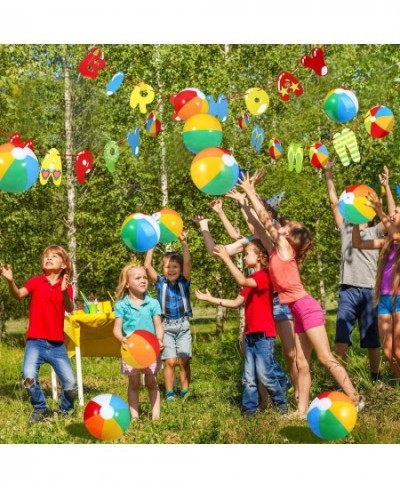 Beach Ball Happy Birthday Party Kit Include 10 Pieces Inflatable Beach Balls Rainbow Color Beach Balls and Beach Ball Happy B...