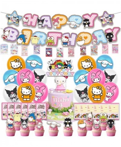 Kawaii Kitty Birthday Decorations Birthday Party Supplies-Include Birthday Banner Cake Toppers Balloons 50 Stickers Friendshi...