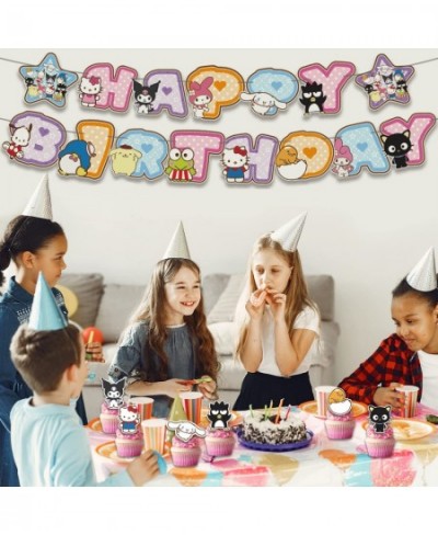 Kawaii Kitty Birthday Decorations Birthday Party Supplies-Include Birthday Banner Cake Toppers Balloons 50 Stickers Friendshi...