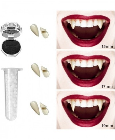 3 Pairs Vampire Teeth 3 Sizes Custom Vampire Fangs Fake Dentures with 1 Tube Vampire Teeth Glue for Cosplay Party Props Hallo...