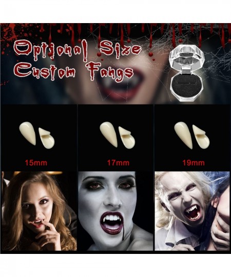 3 Pairs Vampire Teeth 3 Sizes Custom Vampire Fangs Fake Dentures with 1 Tube Vampire Teeth Glue for Cosplay Party Props Hallo...