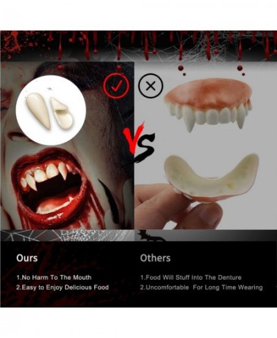 3 Pairs Vampire Teeth 3 Sizes Custom Vampire Fangs Fake Dentures with 1 Tube Vampire Teeth Glue for Cosplay Party Props Hallo...