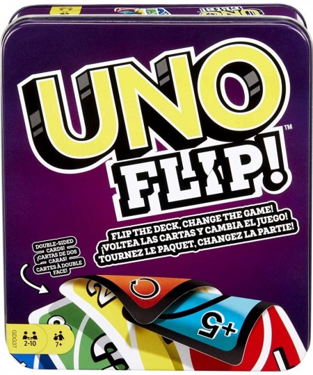 UNO FLIP! Family Card Game with 112 Cards in a Sturdy Storage Tin Makes a Great Gift for 7 Year Olds and Up UNO FLIP! Family ...