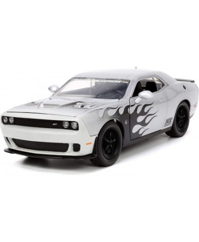 Big Time Muscle 1:24 2015 Dodge Challenger SRT Hellcat Die-cast Car Silver/Black Flames Toys for Kids and Adults $34.66 - Kid...