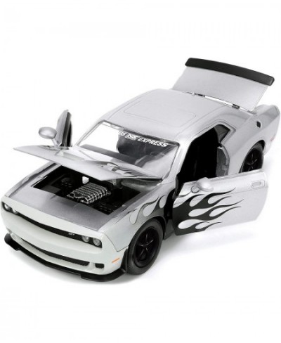 Big Time Muscle 1:24 2015 Dodge Challenger SRT Hellcat Die-cast Car Silver/Black Flames Toys for Kids and Adults $34.66 - Kid...