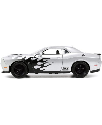 Big Time Muscle 1:24 2015 Dodge Challenger SRT Hellcat Die-cast Car Silver/Black Flames Toys for Kids and Adults $34.66 - Kid...