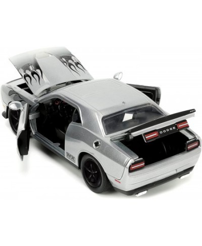 Big Time Muscle 1:24 2015 Dodge Challenger SRT Hellcat Die-cast Car Silver/Black Flames Toys for Kids and Adults $34.66 - Kid...