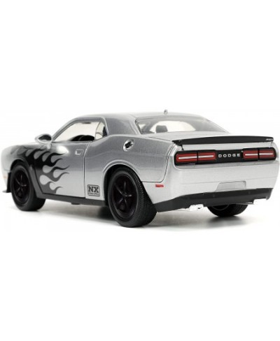 Big Time Muscle 1:24 2015 Dodge Challenger SRT Hellcat Die-cast Car Silver/Black Flames Toys for Kids and Adults $34.66 - Kid...