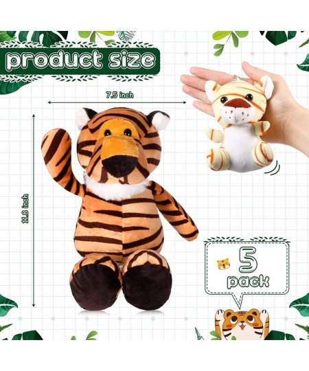 Safari Stuffed Animal Plush Toys with 4 Pcs Cute Plushie Elephant Monkey Tiger Lion Family Safari Animals for Kids Gifts Anim...