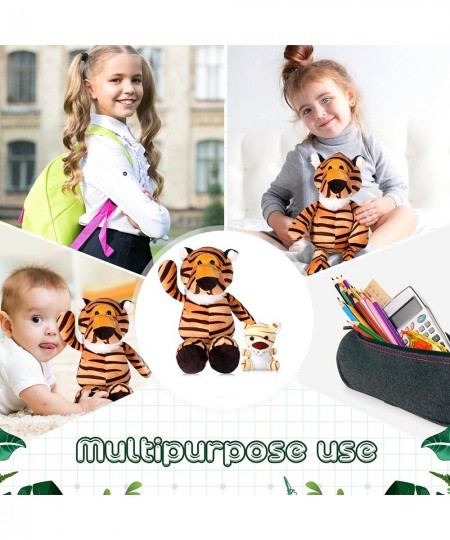 Safari Stuffed Animal Plush Toys with 4 Pcs Cute Plushie Elephant Monkey Tiger Lion Family Safari Animals for Kids Gifts Anim...