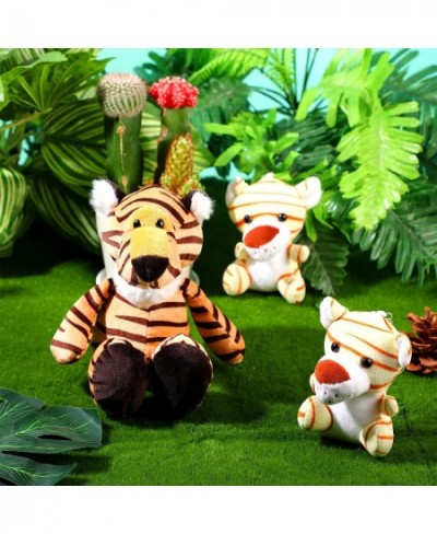 Safari Stuffed Animal Plush Toys with 4 Pcs Cute Plushie Elephant Monkey Tiger Lion Family Safari Animals for Kids Gifts Anim...