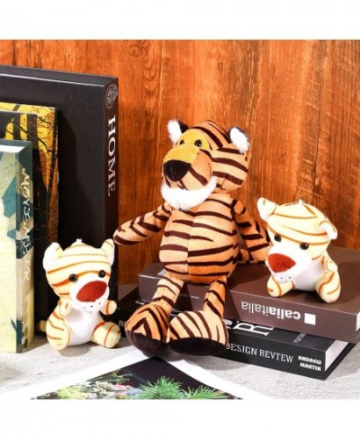 Safari Stuffed Animal Plush Toys with 4 Pcs Cute Plushie Elephant Monkey Tiger Lion Family Safari Animals for Kids Gifts Anim...