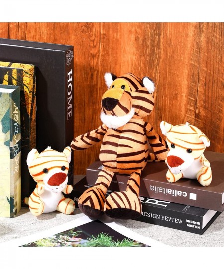 Safari Stuffed Animal Plush Toys with 4 Pcs Cute Plushie Elephant Monkey Tiger Lion Family Safari Animals for Kids Gifts Anim...