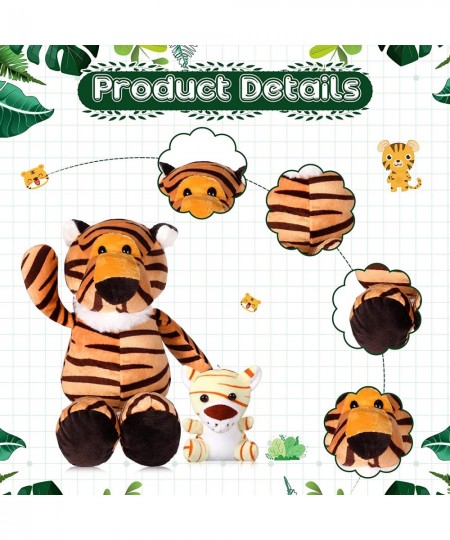 Safari Stuffed Animal Plush Toys with 4 Pcs Cute Plushie Elephant Monkey Tiger Lion Family Safari Animals for Kids Gifts Anim...