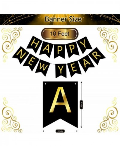 New Years Eve Party Supplies Happy New Year Decorations 2023 Black and Gold Happy New Year Decorations Kit - 2023 Foil Balloo...