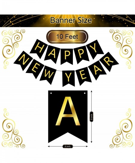 New Years Eve Party Supplies Happy New Year Decorations 2023 Black and Gold Happy New Year Decorations Kit - 2023 Foil Balloo...