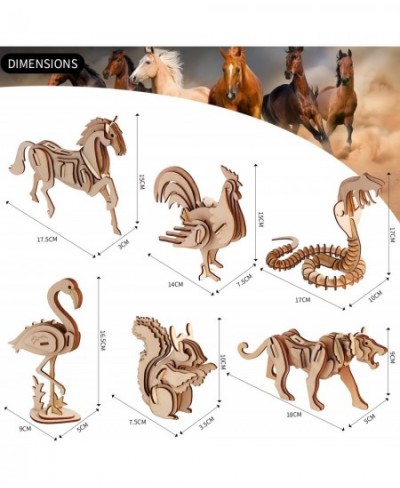 3D Wooden Puzzle 6 Pieces Set Animals Assembly DIY Model Toy for Kids and Adults $27.24 - 3-D Puzzles