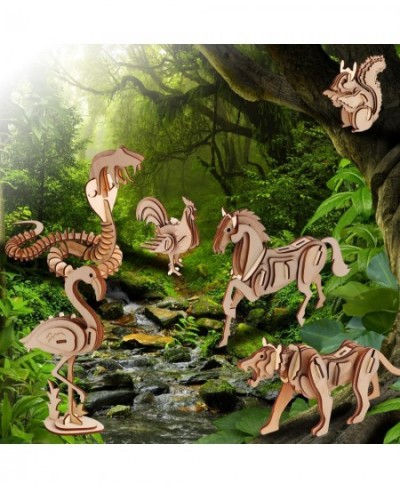 3D Wooden Puzzle 6 Pieces Set Animals Assembly DIY Model Toy for Kids and Adults $27.24 - 3-D Puzzles