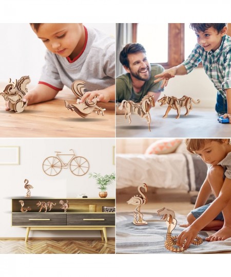 3D Wooden Puzzle 6 Pieces Set Animals Assembly DIY Model Toy for Kids and Adults $27.24 - 3-D Puzzles