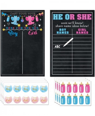 Boy or Girl Gender Party Game for Guest Kit with 2PCS Poster Games Supplies 40 Watercolor Team Boy or Girl Labels Stickers in...