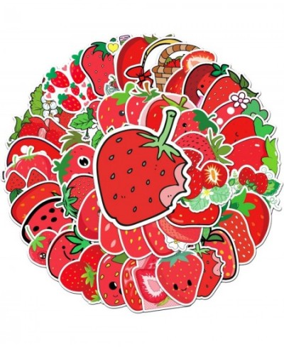 Red Strawberry Stickers for Teens 50 Pcs Strawberries Water Bottles Stickers Laptop Skateboard Cup Bikes Scrapbook Waterproof...