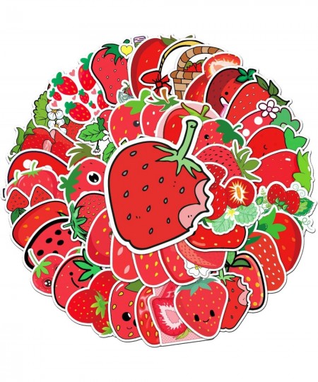 Red Strawberry Stickers for Teens 50 Pcs Strawberries Water Bottles Stickers Laptop Skateboard Cup Bikes Scrapbook Waterproof...