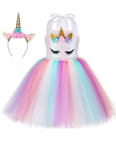 Girls Unicorn Costume Princess Tutu Dress with Unicorn Headband for Halloween Birthday Party $31.46 - Kids' Costumes