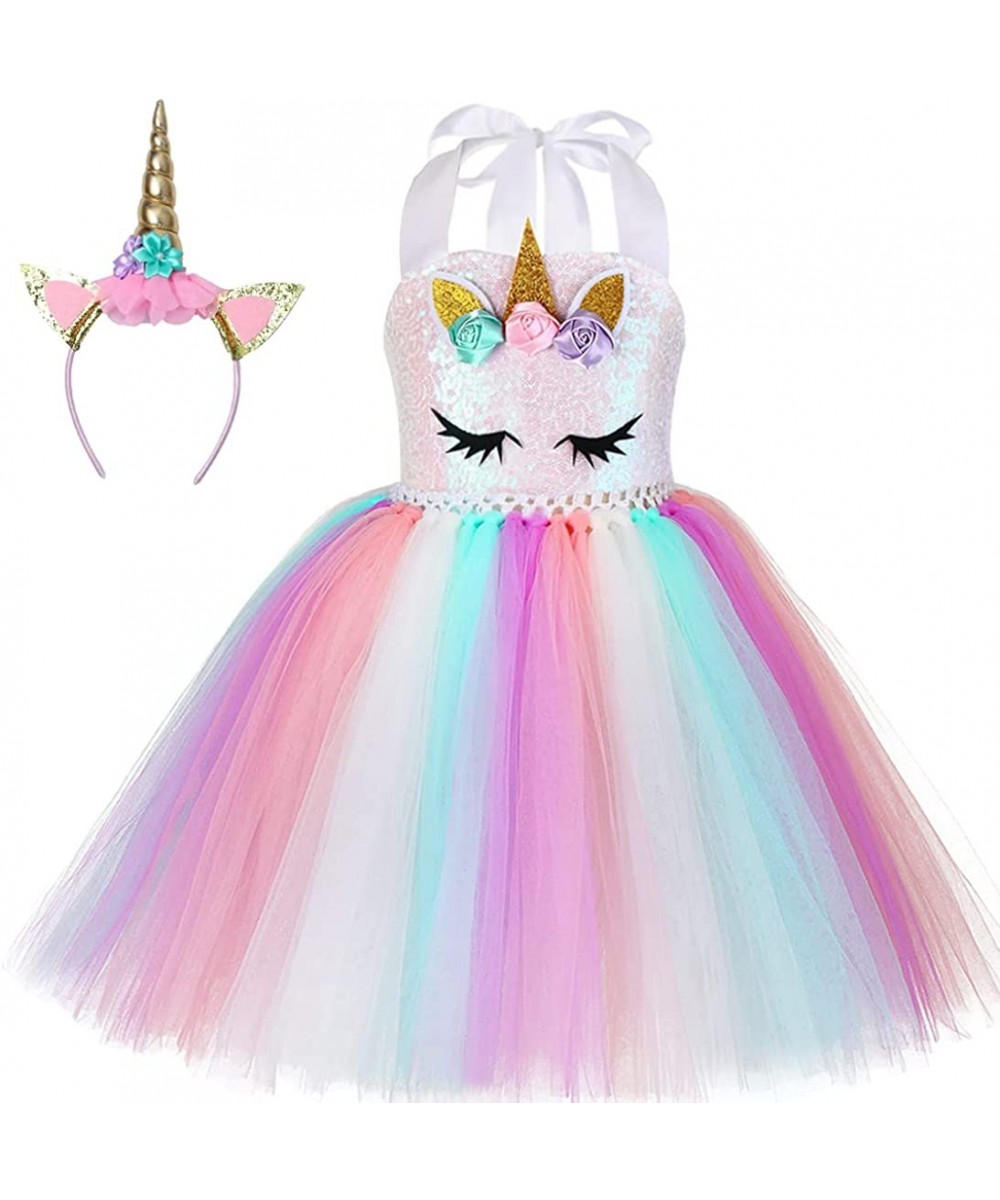 Girls Unicorn Costume Princess Tutu Dress with Unicorn Headband for Halloween Birthday Party $31.46 - Kids' Costumes