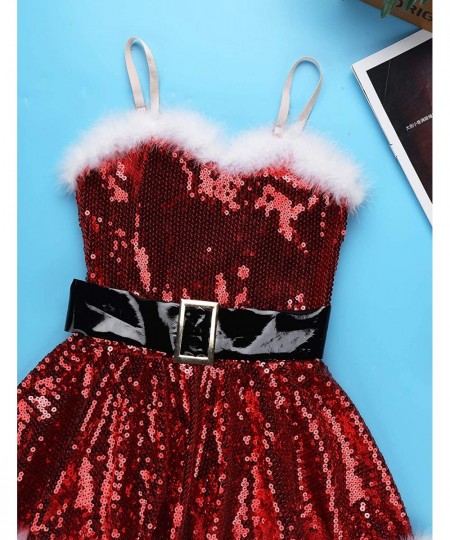 Big Girls Christmas Outfit Sequins Figure Ice Roller Skating Ballet Dance Leotard Dress with Hat Arm Sleeves $42.65 - Kids' C...