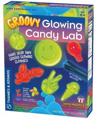 Groovy Glowing Candy Lab STEM Kit | Make Glow-in-the-Dark Candies Ice Cubes | Explore Luminescence & Chemistry of Gummies | C...