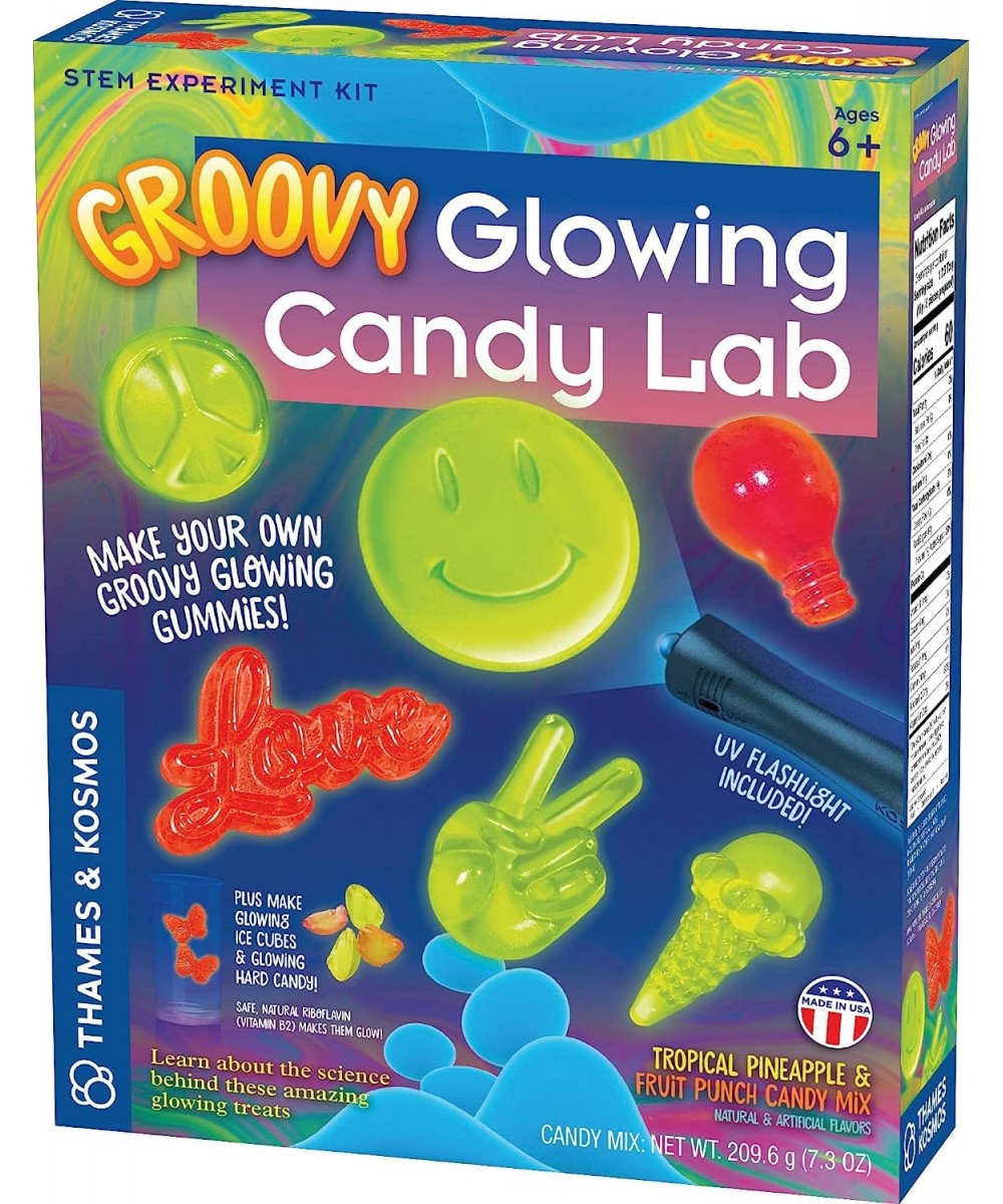 Groovy Glowing Candy Lab STEM Kit | Make Glow-in-the-Dark Candies Ice Cubes | Explore Luminescence & Chemistry of Gummies | C...