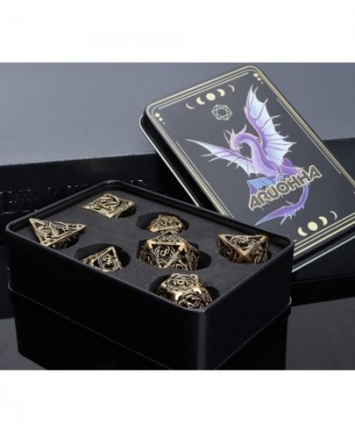 Dungeons and Dragons Dice DND Metal Dice Set D&D Dice for MTG Pathfinder 6 Sided dice Role Playing Dice with Gift Box Hollow ...