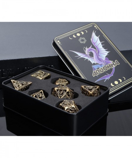 Dungeons and Dragons Dice DND Metal Dice Set D&D Dice for MTG Pathfinder 6 Sided dice Role Playing Dice with Gift Box Hollow ...