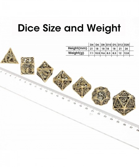 Dungeons and Dragons Dice DND Metal Dice Set D&D Dice for MTG Pathfinder 6 Sided dice Role Playing Dice with Gift Box Hollow ...