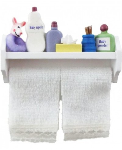 Dollhouse Baby Toiletries & White Towels on Shelf Miniature Bathroom Accessory $17.16 - Dollhouse Accessories