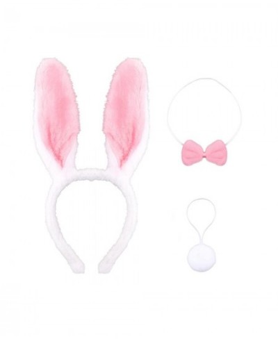 Bunny Rabbit Ears Headband with Bow Tie and Bunny Ball Tail Plush Ears Headband Rabbit Ears Costume Hairbands for Women Girls...