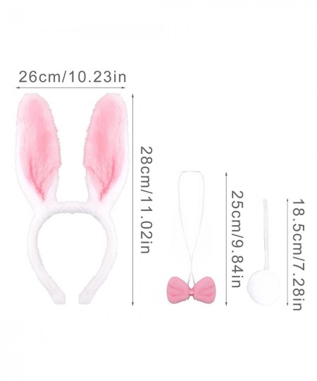 Bunny Rabbit Ears Headband with Bow Tie and Bunny Ball Tail Plush Ears Headband Rabbit Ears Costume Hairbands for Women Girls...