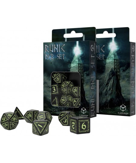 Qworkshop Runic Glow-in-The-Dark Polyhedral RPG Dice Set $45.64 - Game Accessories