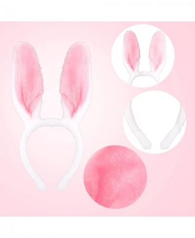 Bunny Rabbit Ears Headband with Bow Tie and Bunny Ball Tail Plush Ears Headband Rabbit Ears Costume Hairbands for Women Girls...