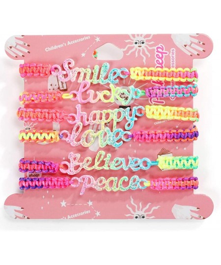 Inspirational Bracelets for Kids Teens Adults Believe Lucky Love Smile Happy Peace String Wave Bracelets Adjustable Friendshi...