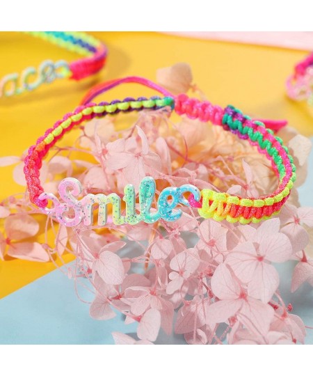 Inspirational Bracelets for Kids Teens Adults Believe Lucky Love Smile Happy Peace String Wave Bracelets Adjustable Friendshi...