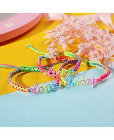 Inspirational Bracelets for Kids Teens Adults Believe Lucky Love Smile Happy Peace String Wave Bracelets Adjustable Friendshi...