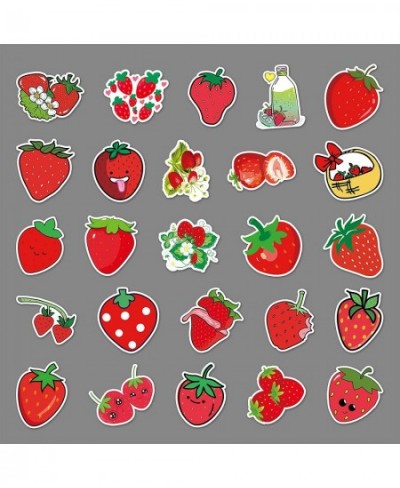 Red Strawberry Stickers for Teens 50 Pcs Strawberries Water Bottles Stickers Laptop Skateboard Cup Bikes Scrapbook Waterproof...