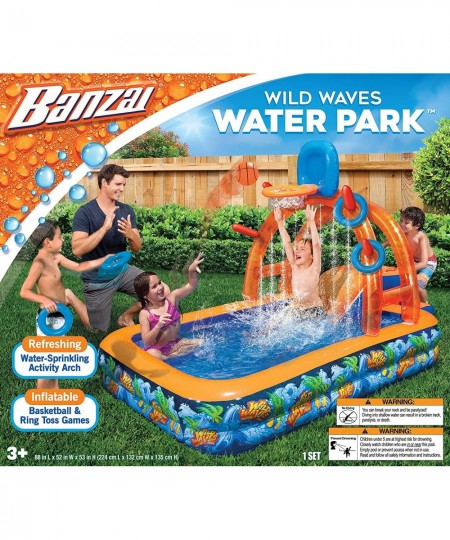 Wild Waves Water Park Length: 88 in Width: 52 in Height: 53 in Inflatable Outdoor Backyard Water Splash Toy $79.17 - Swimming...