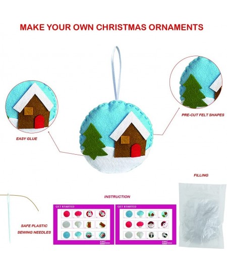 Felt DIY Sewing Crafts (Christmas Ornaments DIY Set) DIY Kit My First Sewing Kit for Kids Girls Boys Preschool Sewing Kits Pr...