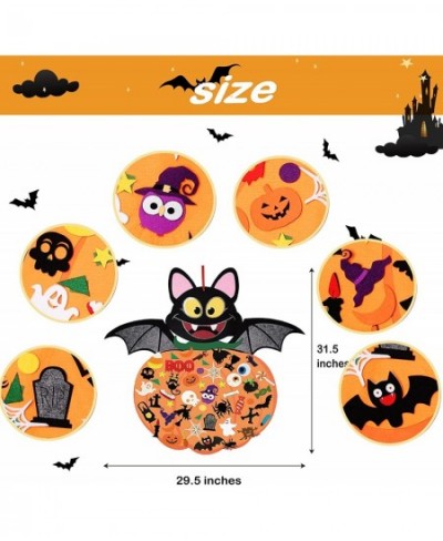 DIY Halloween Felt Pumpkin Bat Hanging Decor with Adhesive Ornaments 58PCS Halloween Felt Crafts Kits for Kids Toddlers Hallo...