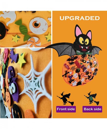 DIY Halloween Felt Pumpkin Bat Hanging Decor with Adhesive Ornaments 58PCS Halloween Felt Crafts Kits for Kids Toddlers Hallo...