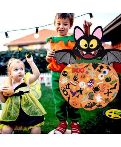 DIY Halloween Felt Pumpkin Bat Hanging Decor with Adhesive Ornaments 58PCS Halloween Felt Crafts Kits for Kids Toddlers Hallo...