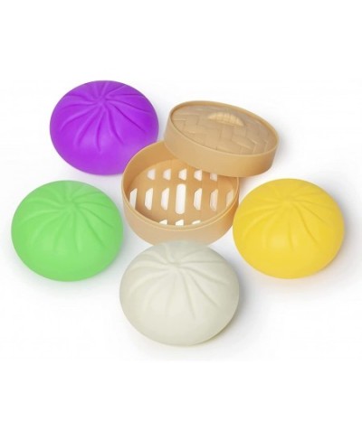 Dumpling Squishy Stress Ball Fidget Toy Dough Ball Squishy Bun Squeeze Ball Anxiety Relief Adult Squishy Toy Bun in Steamer S...