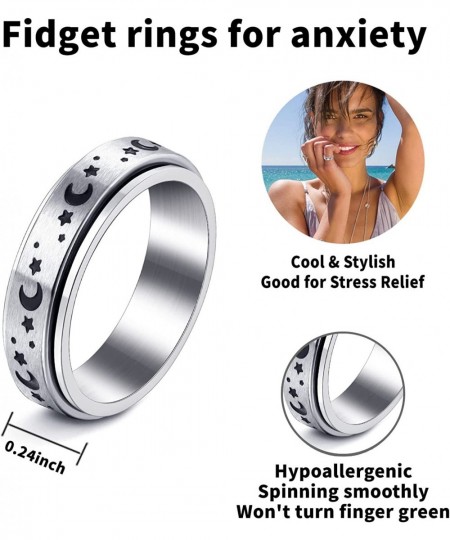 MUCAL Anxiety Ring for Women Men Stainless Steel Fidget Rings for Anxiety Anti Anxiety Ring Stress Relieving Spinner Ring Tee...